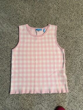 Pink Gingham Knit Tank Top
